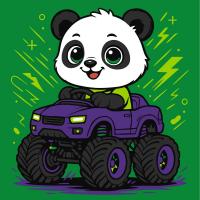 Набір для розпису по номерах ПАНДА НА МАШИНІ 25Х25 Ідейка KHO1306