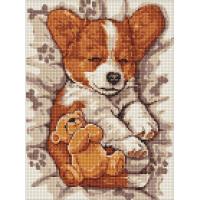 Алмазна мозаїка Сонний коргі, 30х40 см Ідейка AMO8044