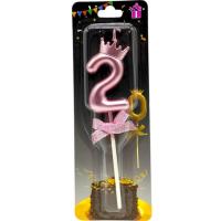 Свічка-цифра 2 з короною (ФІОЛЕТОВИЙ) 14 см MIC JY-1064/TY-S1