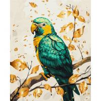 Картина за номерами "Смарагдовий папуга" BS54123 з фарбами металік 40х50 см