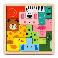 Деревянная логическая игра Animal Tetris C9405 с заданиями, 11 фигурок животных