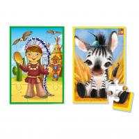 Мʼякі пазли А5 Зебра + індіанець (12 елем) Vladi Toys VT1103-46