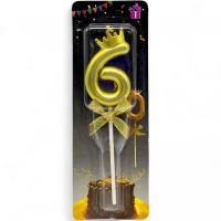 Свічка-цифра 7 з короною (Золота) планшет MIC JY1064/TYS1