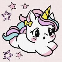 Картина за номерами (для дітей) Чудовий Єдиноріг 18х18 см Ідейка KHO6213