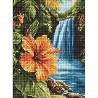 Алмазна мозаїка Тропічний водоспад, 30х40 см. Ідейка AMO8227