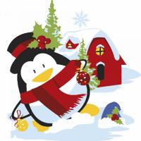 Картина по номерах Пінгвін біля будинку 20х20 см Strateg HH8003