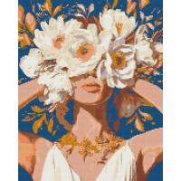 Алмазна мозаїка Дівчина з півоніями 40х50 см Origami OD30301