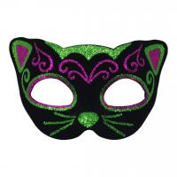 Маска карнавальна з блискітками Чорний кіт, зелена MIC KA-23-1368