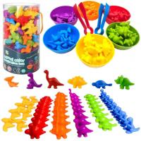 Логічна гра Динозаври, 48 елементів, гумові фігурки, 6 кольорів, щипці, мисочки, сортер MIC 2188-20