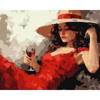 Картина по номерах Дiвчина в капелюсі 40х50 см Ідейка KHO8358