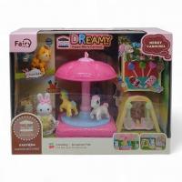 Ігровий майданчик, флоксова фігурка, собачка, карусель, гойдалка, аксесуари, в коробці MIC 6659