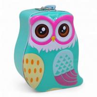 Скарбничка металева з замочком “Сова”, бірюзова MIC C60058