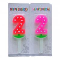 Свічка-цифра (неон ) з сердечком 2, 5 см MIC 10-121