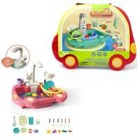 Мийка з посудом та овочами, 19 елементів, на батарейках (рожева) MIC CB-511D