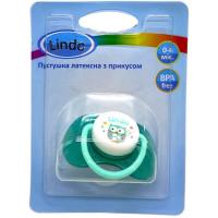 Пустушка латексна, з прикусом (від 0 до 6 міс) зелена сова Lindo Pk 012/0-6