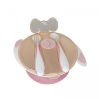 Тарілка на присосці з ложкою та виделкою (РОЖЕВА) Mumlove №0109