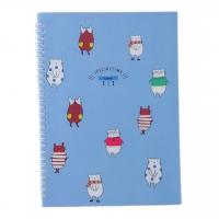 Зошит Котик А4, 48 аркушів, в клітинку, спіраль (блакитна) HAI BIN 971