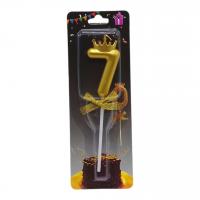 Свічка для торта Цифра 7 з короною (золото) MIC JY-1064/TY-S1