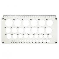 Лінійка-трафарет "Окружності" AS-0246, К-9060м d=1-36 мм, 25 см, білий