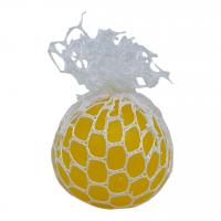 Антистрес Мʼячик-мозок Mesh Squish Game (6 см), неон, жовтий MIC C37613