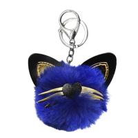 Брелок хутряний Пухнастик-котик, синій MIC BR1523