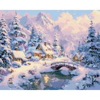 Картина по номерах Зимовий затишок серед гір 40х50 см Ідейка KHO6422