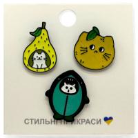 Металеві значки (піни) КОТИКИ, 3 штуки MIC CN-121