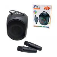 Караоке 2 мікрофони, підсвічування, вбудований акумулятор, Bluetooth, слот для TF-Card, роз’єм type-С, USB-роз’єм, AUX-роз’єм, зміна голосу, регулювання гучності, в коробці Sing-e C75285