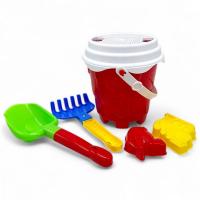 Пісочний набір (відерце, лопатка, граблі, сито, пасочки) червоний Bamsik 1270