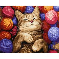 Картина за номерами Кіт у клубочках 40х50 см Ідейка KHO6710