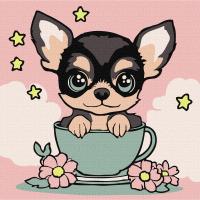 Картина за номерами Милий цуцик 25х25 см Ідейка KHO6270