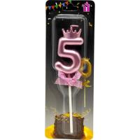Свічка-цифра 5 з короною (ФІОЛЕТОВИЙ) 14 см MIC JY-1064/TY-S1