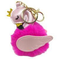 Брелок-пухнастик Фламінго малиновий, 10 см MIC 022