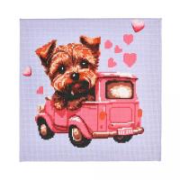 Набір для творчості Вишивка хрестиком: Песик за кермом 30х30 см Strateg AX-312