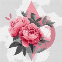 Картина за номерами Геометричні фігури з півоніями 30х30 см Ідейка KHO3315