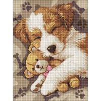 Алмазна мозаїка Сплячий джек-рассел 30х40 см Ідейка AMO8036