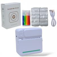 Термопринтер, чорно-білий колір друку, Bluetooth, 11 рулонів термопаперу, фломастери (біло-бірюзовий) MIC C64186