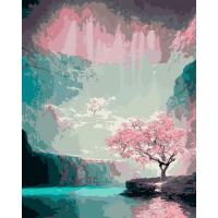 Картина по номерах Сакура на березі річки 40х50 см Origami LW3274