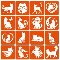 Набір трафаретів для біо-тату "Котики" Fresh Tattoo cats-6x6-16