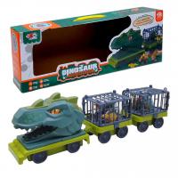 Машинка-автовоз Динозавр, 2 машинки, 4 фігурки, 2 причепа (зелено-синій) XIN LIAN MENG TOYS 2817