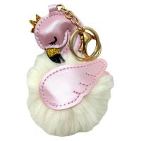 Брелок-пухнастик Фламінго білий, 10 см MIC 022