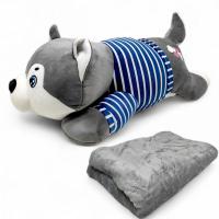 Мʼяка іграшка Сплюшка з пледом: Песик, іграшка - 55 см, плед 190 х 100 см (сірий) MIC L1124