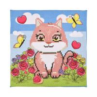 Набір для творчості Вишивка хрестиком: Кошеня 20х20 см Strateg AX-201