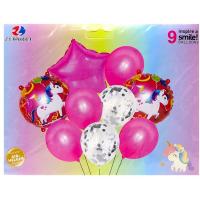 Кулі повітряні набір - святковий Єдиноріг, зірка 9шт.-3шт*45см+6шт*30см MIC 1212-24ЛК