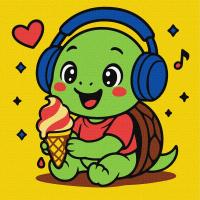 Набір для розпису по номерах для дітей Черепашка їсть морозиво 25х25см Ідейка KHO1298