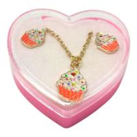 Дитячий набір прикрас: кулон+сережки (З помаранчевим кексиком MIC 4358-A/5