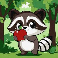 Картина за номерами Милий єнот з яблучком 30х30 см Ідейка KHO6719