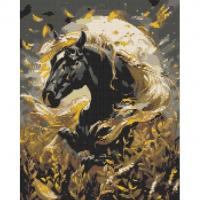 Алмазна мозаїка Чорний кінь 40х50 см Origami OD31200