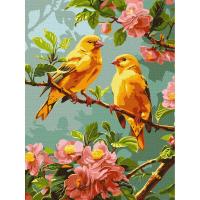Картина по номерах Весняні канарки 30х40 см Strateg KHO6655