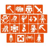 Набір трафаретів для біо-тату "Minecraft" Minecraft-5x5-18, 18 трафаретів